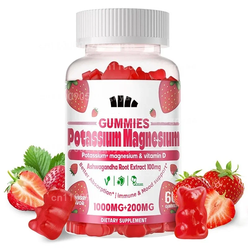 

Potassium Magnesium Gummies with Vitamin B6 – Supports Leg Spasms Relief & Muscle Development for Adults