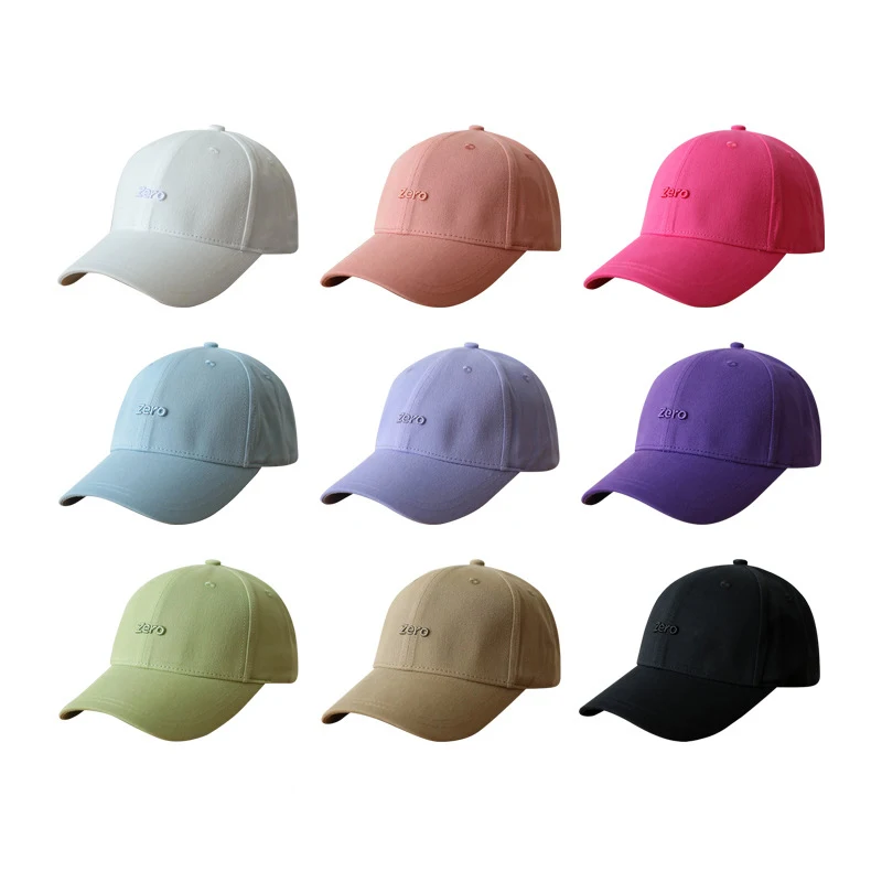 2023 Korean Candy Color Cotton Baseball Cap Spring Summer Comfort Weat-absorbing Snapback Adjustable Letter Embroidery Sunhat