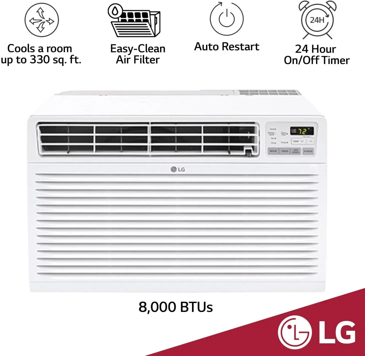 Climatiseur 7,800 BTU à travers le mur, 115V, unité murale AC pour pièces jusqu'à 330 Sq. Fédération., Parfait pour la chambre ou le bureau,