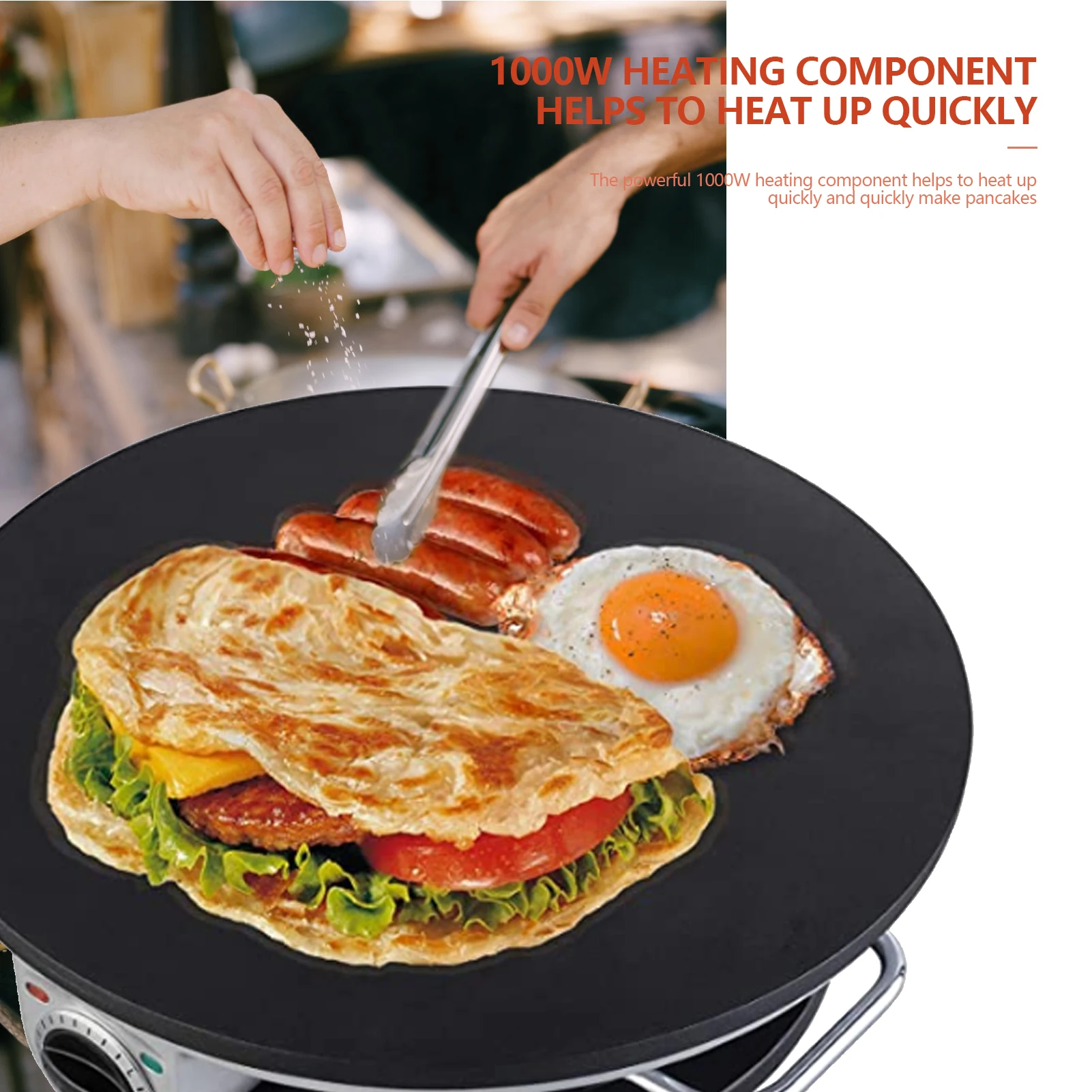 

US Electric Pancake Maker 32cm Pan Diameter Pancake Machine Small Non-Stick Electric Crepe Maker for Kitchen Use US Plug 120V