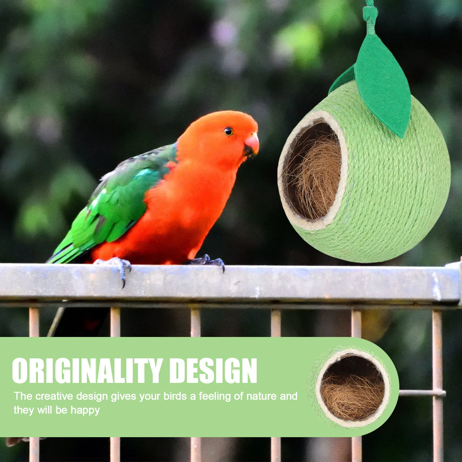 Coconut Shell Bird Parrot Nest Hanging Outdoor Garden Decorative Bird Nest Lightweight Portable Detachable Weatherproof