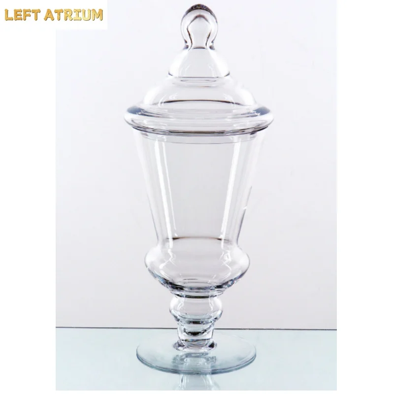 Simple High Footed Glass Candy Jar Storage Bottle Ornaments Transparent Glass Jar Storage Tank Wedding Decoration Flower Vase view 6