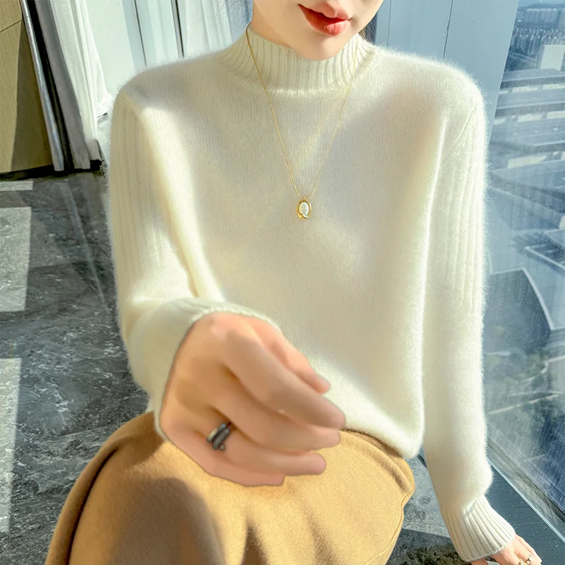 

Autumn And Winter New 100% Pure Wool Female Pullover Turtle Neck Loose Padded Cashmere Knit Bottoming Shirt