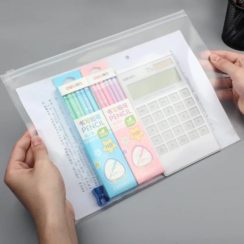 20pcs A5 Transparent Folder Office Supplies A4 Waterproof Test Paper File Case Storage Bag Zipper Stationery Bag Contract Bag
