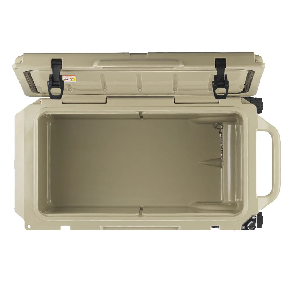 Wholesale Modern Khaki Camping Rotomolded NL-75 Outdoor Cooler Box Chest Trolley Insulated Thermal Ice Carton Ningbo Provide