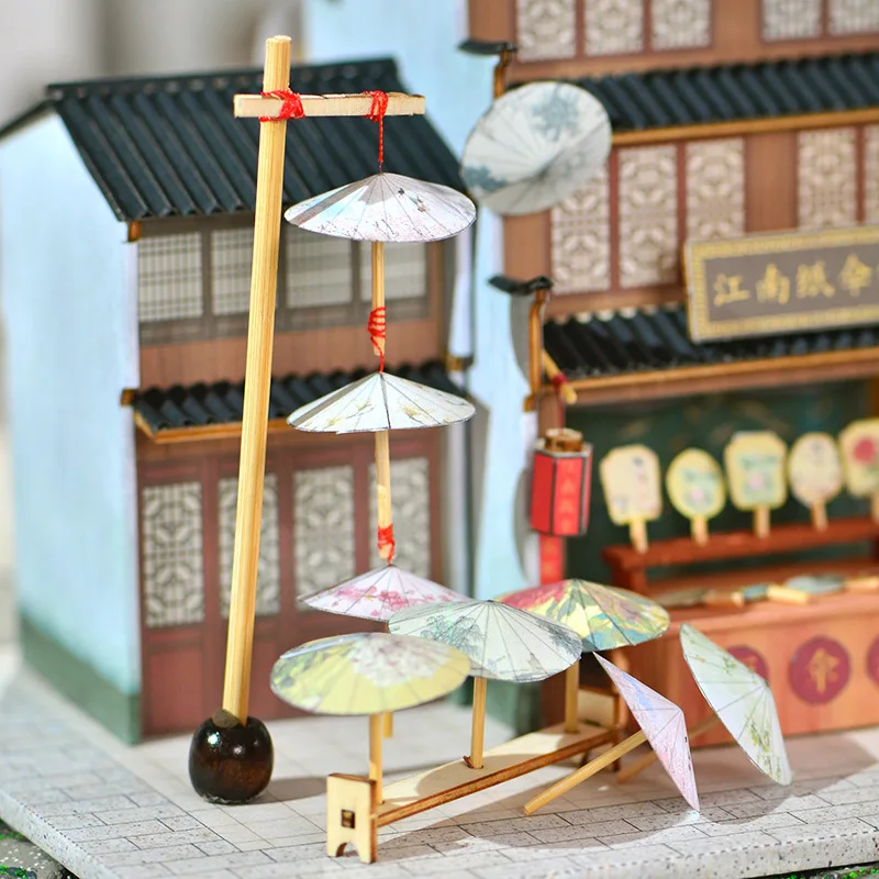 ร้านร่มจีน OUZEY ชุดประกอบเอง, โมเดลริเวอร์ไซด์ไม้ 3 มิติ, ของขวัญวัฒนธรรมวินเทจสำหรับวัยรุ่น