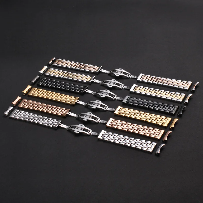 Solid Stainless Steel Watch Band 20mm 22mm Smart Watch Replacement Strap Silver Black watchband Wristband for Tissot for Citizen
