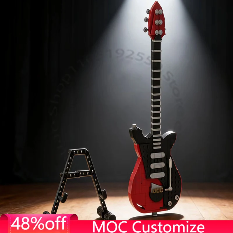 324 PCS Romantic custom built Guitar Red Special & Display stand MOC Customize Modular Building Block DIY Boy Holiday Toy Gifts