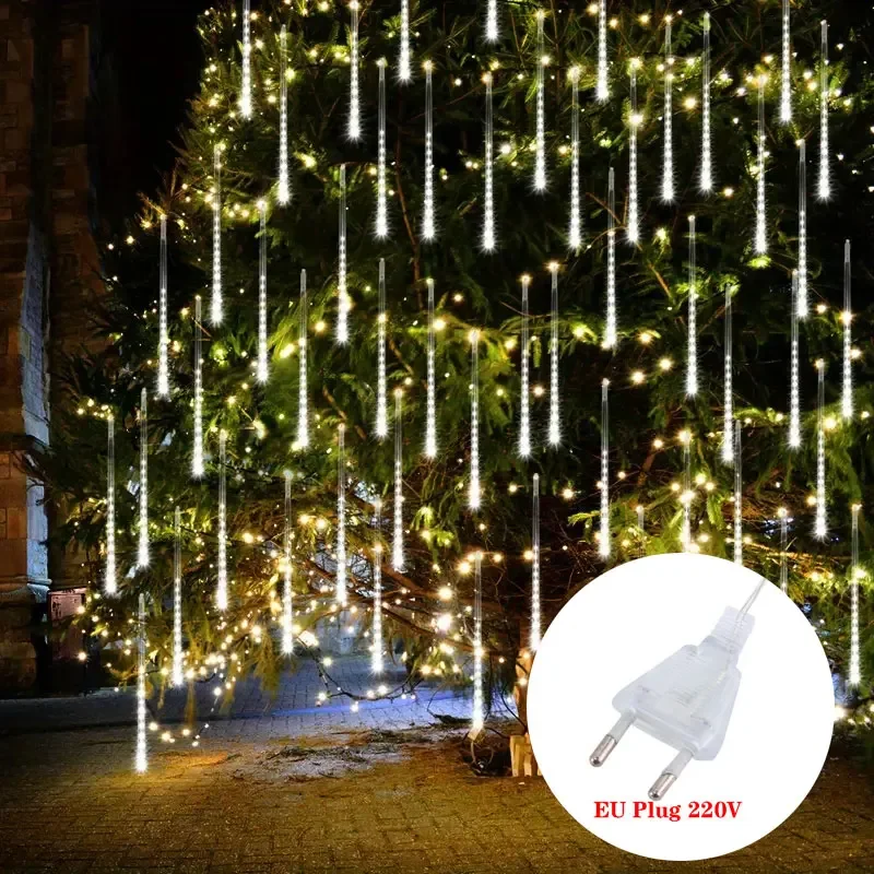 

8Tubes LED Meteor Shower Fairy Holiday Lighting Wedding Party Bedroom Outdoor Decor EU Plug 220V Christmas Home Decoration 2025