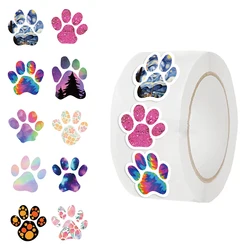 500PCS Puppy Pet Dog Paw Stickers Adorable Puppy Dog Paw Print Stickers Colored Self-adhesive Label Animal Stickers