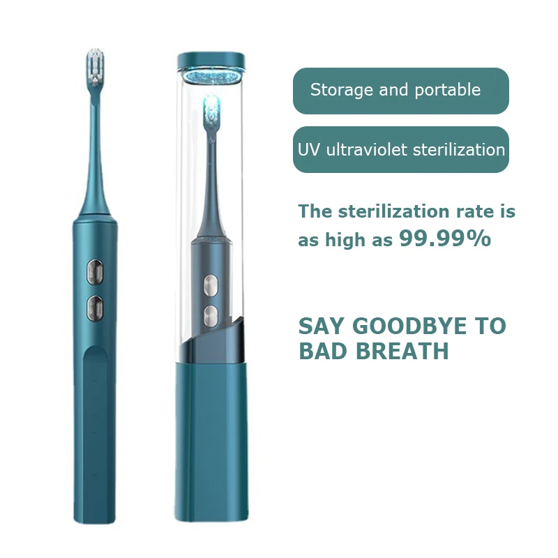 فرشاة الأسنان الكهربائية الكبار شحن لاسلكي قوي تنظيف 4 وضع مقاوم للماء IPX7 التسليم في غضون 24 ساعة WDDA4