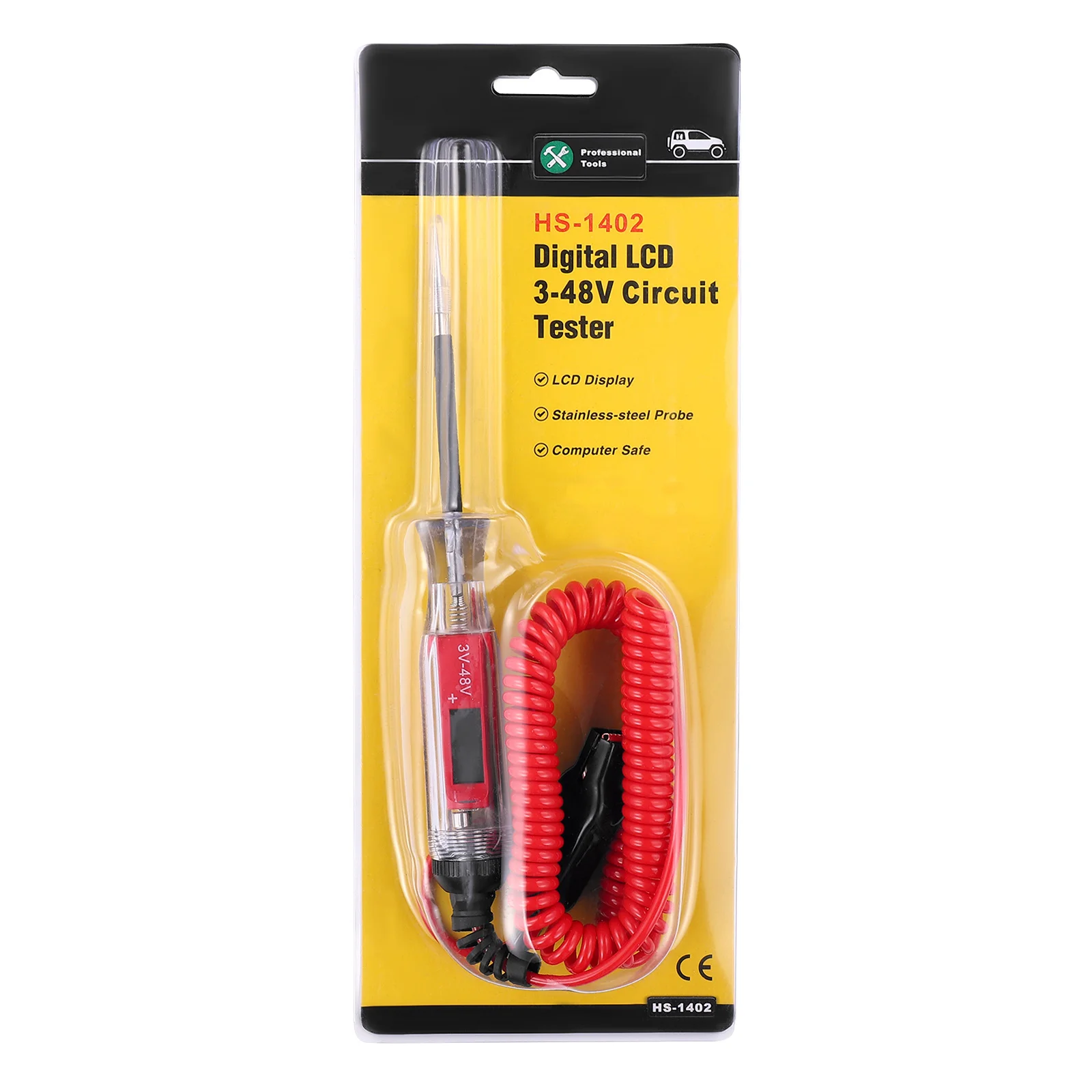 

3-48V Digital Circuit Tester Automotive Test Pencil Lcd Backlight 3.6M Spring Wire 304 Stainless Steel Probe Tool Parts