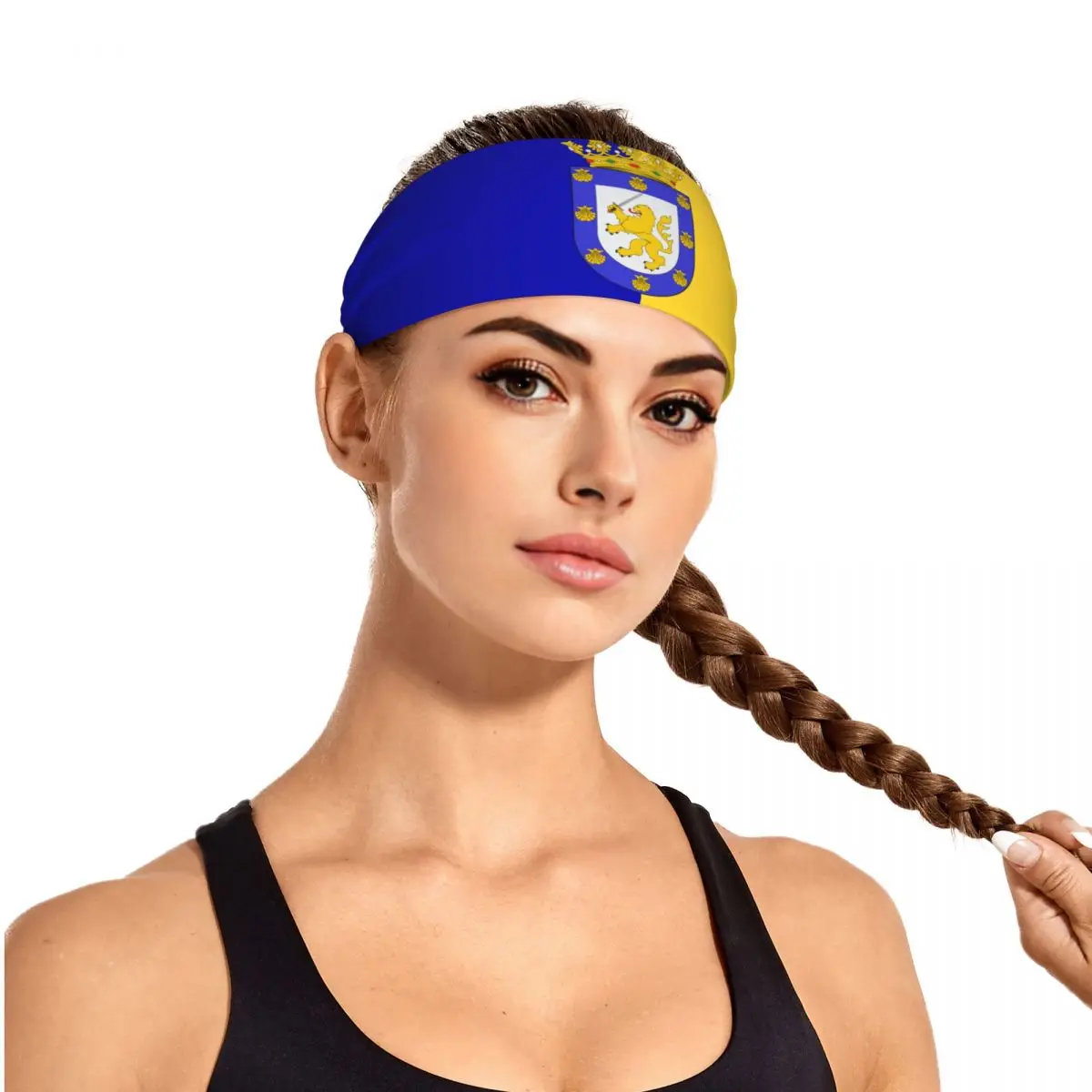 Flag Of Santiago Elastic Hair Band Yoga Headband Makeup Hair Hoop Headwrap