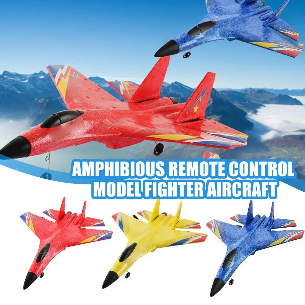 Amphibious 2.4g Remote Control Aircraft Model With Birthday Waterpr Shatterproof Fighter Boy Light Led Toy Christmas Y3a0