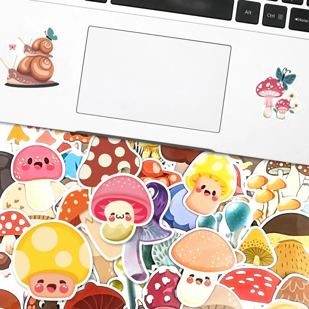 

200Pcs Stylish Colorful Plant Graffiti Stickers Mushroom Series Student Stationery Cartoon Mushroom Stickers DIY Vinyl Art