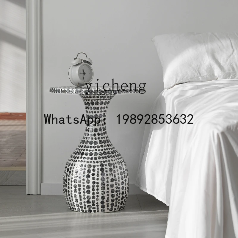 LYY européen Vintage coquille Table basse salon canapé Table d'appoint meubles haut de gamme Table ronde d'appoint