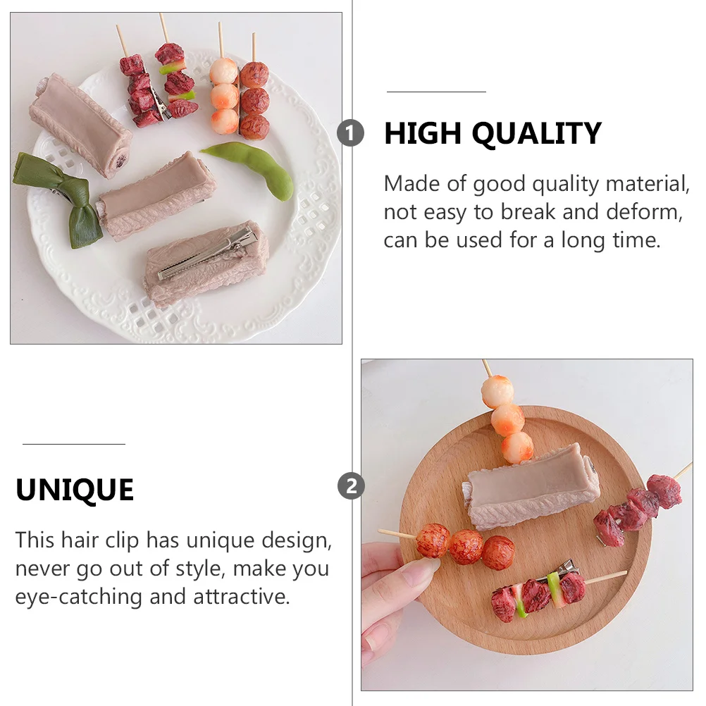 

4pcs Simulation Ribs Clip Faux Ribs Design Funny Food Clamp For Women Clips Hair Styling Tool Thick Thin Hair Use