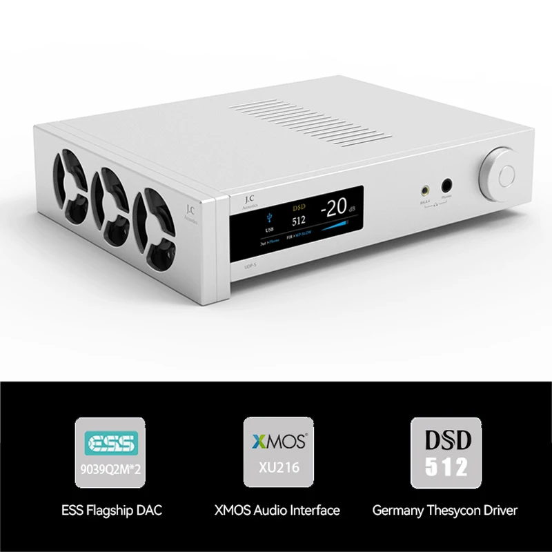 J.C Acoustics UDP-5 Hi-res Audio DAC Headphone Amp Dual ESS 9039Q2M Decoding Flagship DAC Fully Balanced 6800MW Amp I2S UDP5 DAC