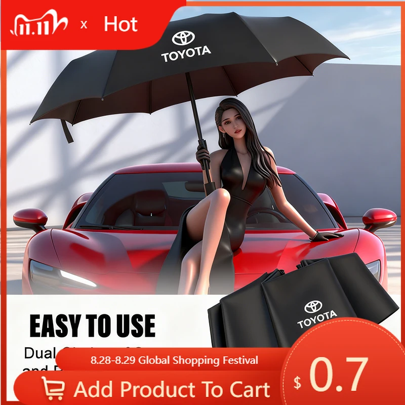 

Fot Toyota 2026, новые аксессуары для салона автомобиля, складной автомобильный зонт, портативный для Toyota Crown Corolla Yaris Aygo Prius CHR Camry A