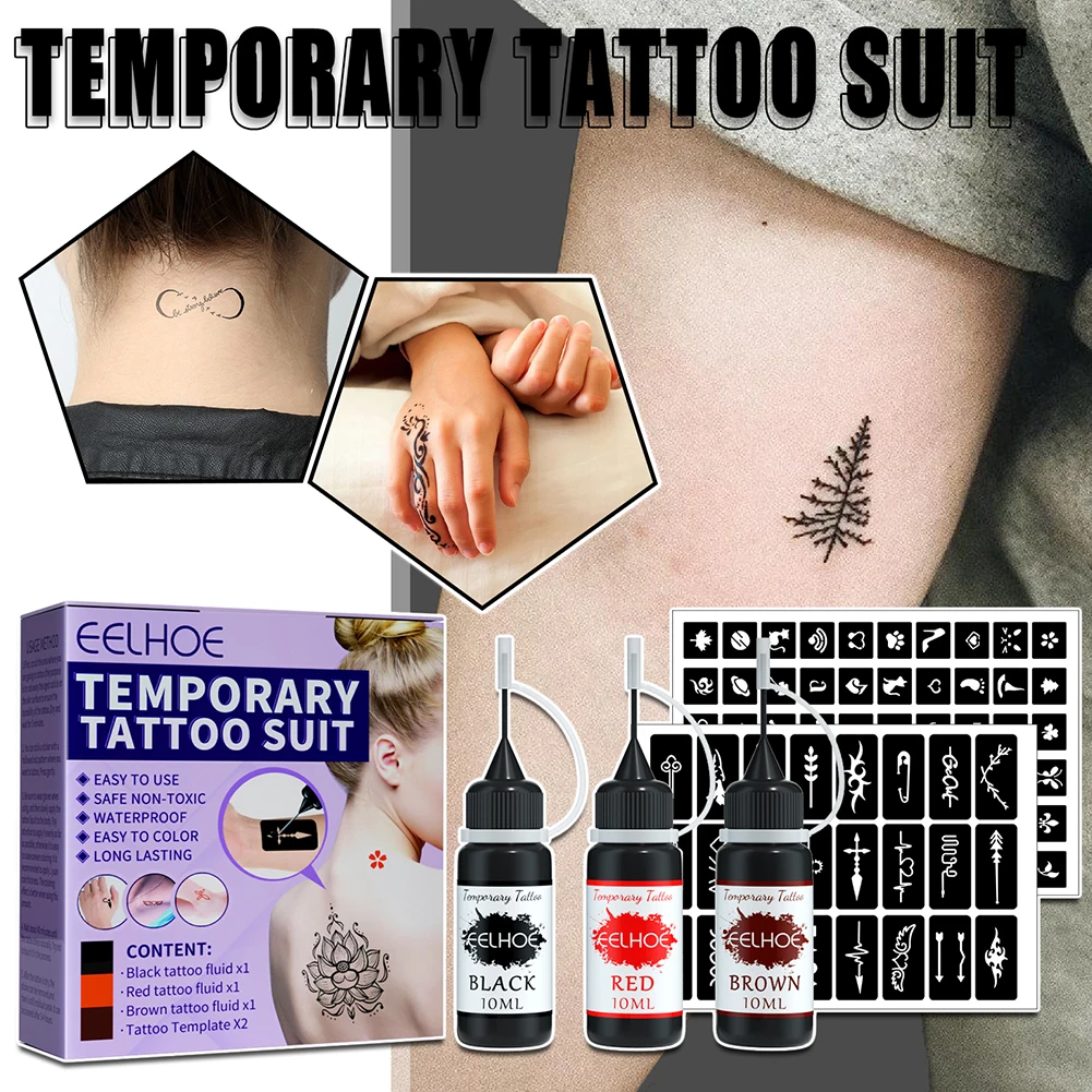 Semi Permanent Temporary Art Painting Free Stencils Fake Tattoos Waterproof Painting Tattoo Easy Storage Kits