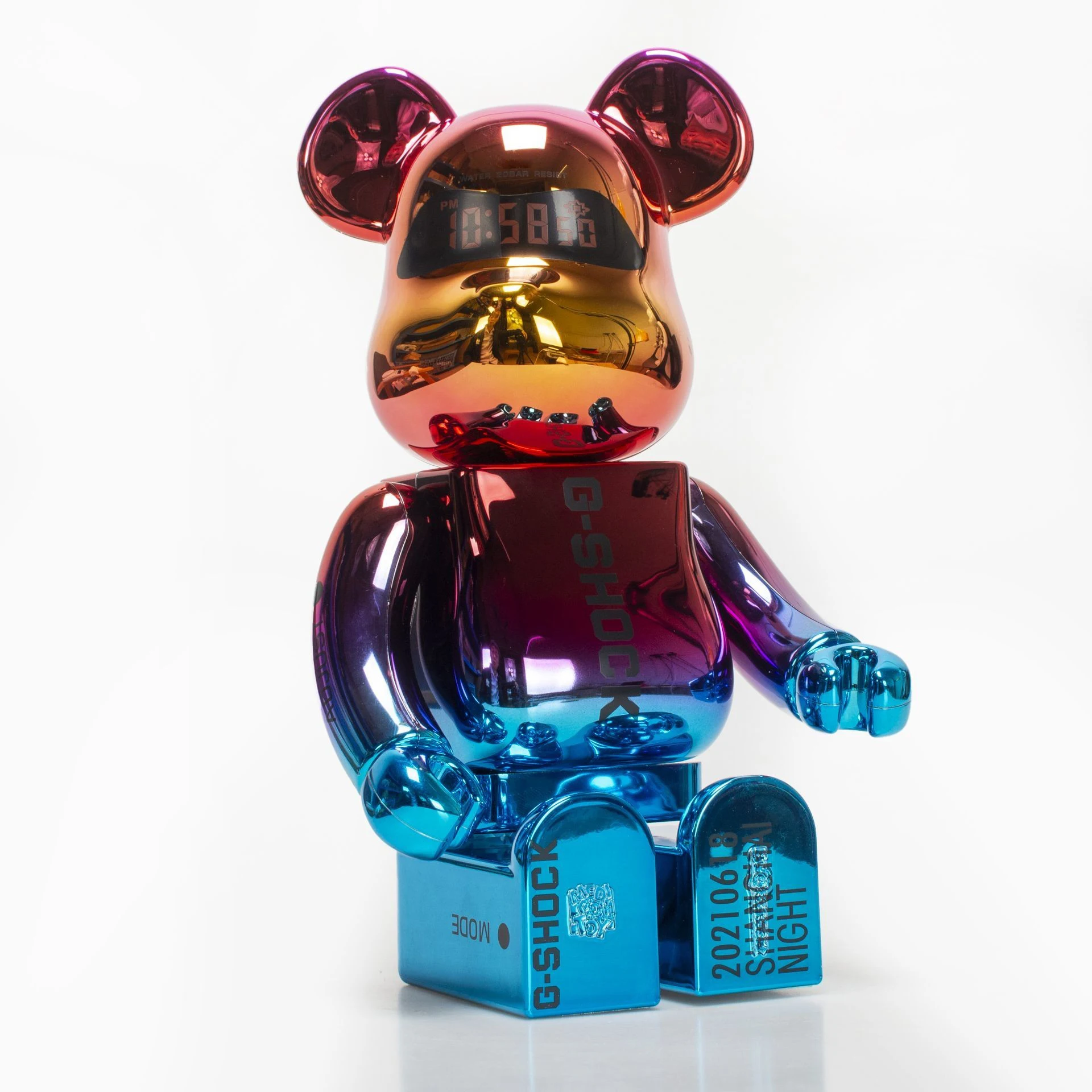 Bearbrick 400% shanghai noite galvanoplastia edição 28cm altura 11 polegadas coleção presente figura decoração para casa ornamento