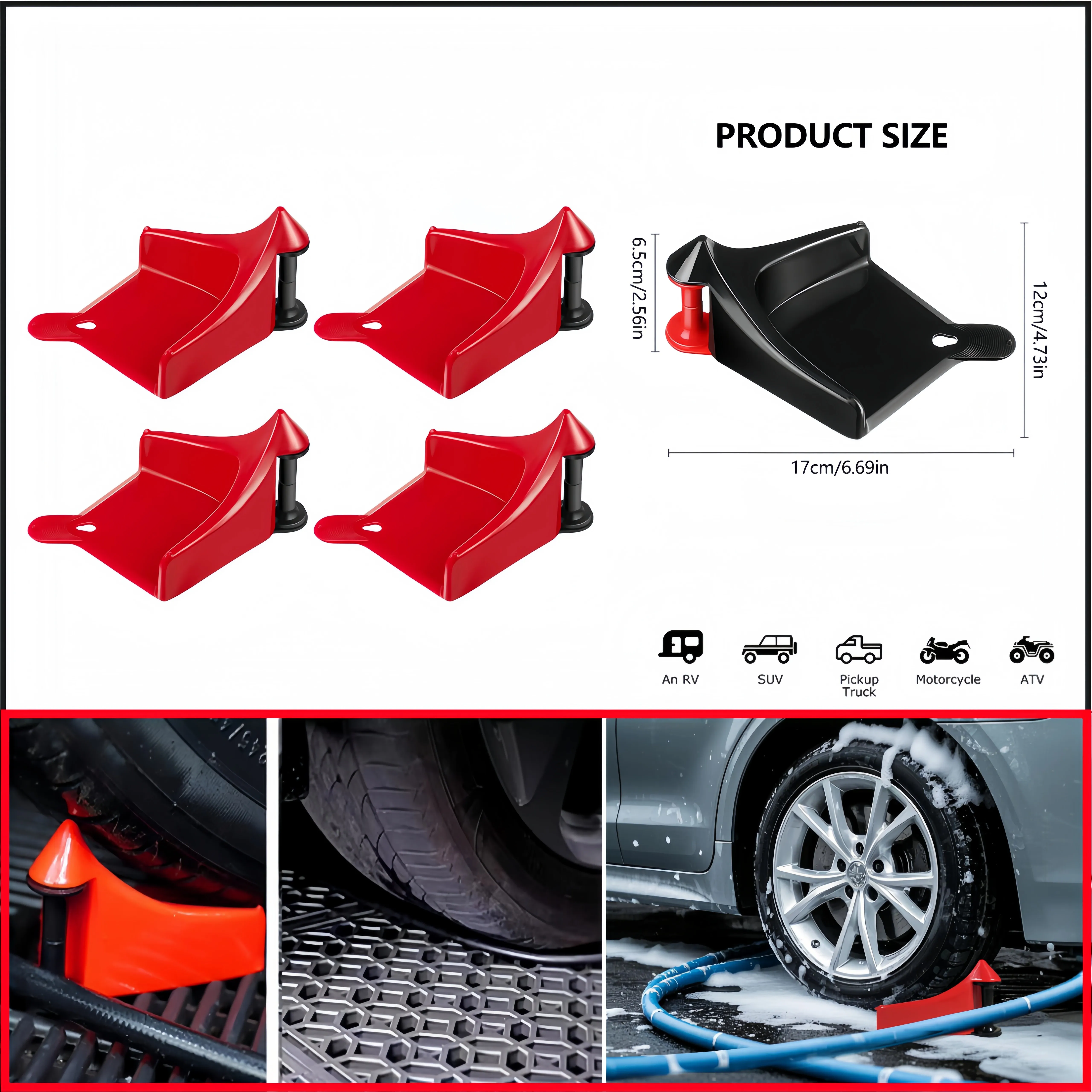 Guia de mangueira para lavagem de carro, cunha de pneu, ferramenta anti-pitada, sistema de rolamento para detalhamento automotivo, prevenção de acidentes