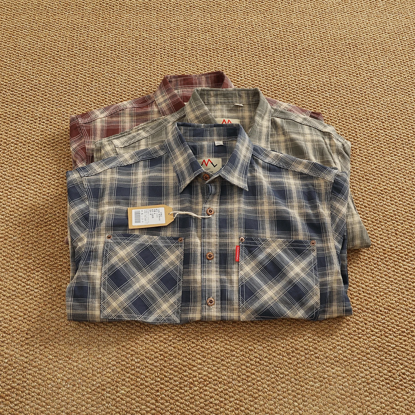 Men's Casual Plaid Shirt Long Sleeve Turn-down Collar Spring Summer Top Vintage Grid Workwear Jacket Pocket Design