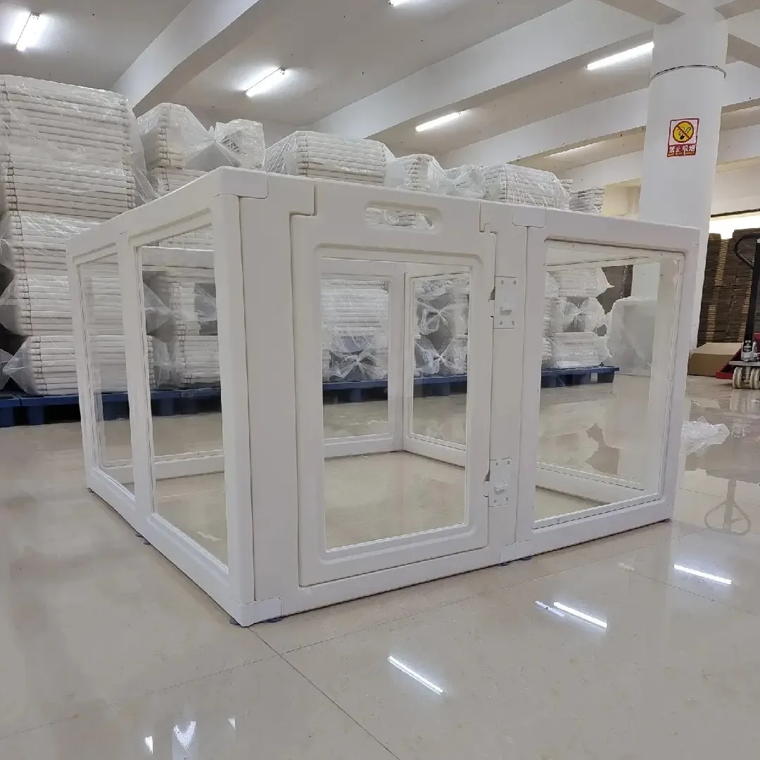 Expandable Acrylic Panels Diy Indoor Dog Pen Fence Pet Playpen With Gates & Suction Cups Dog Enclosure Pet Kennel Barrier
