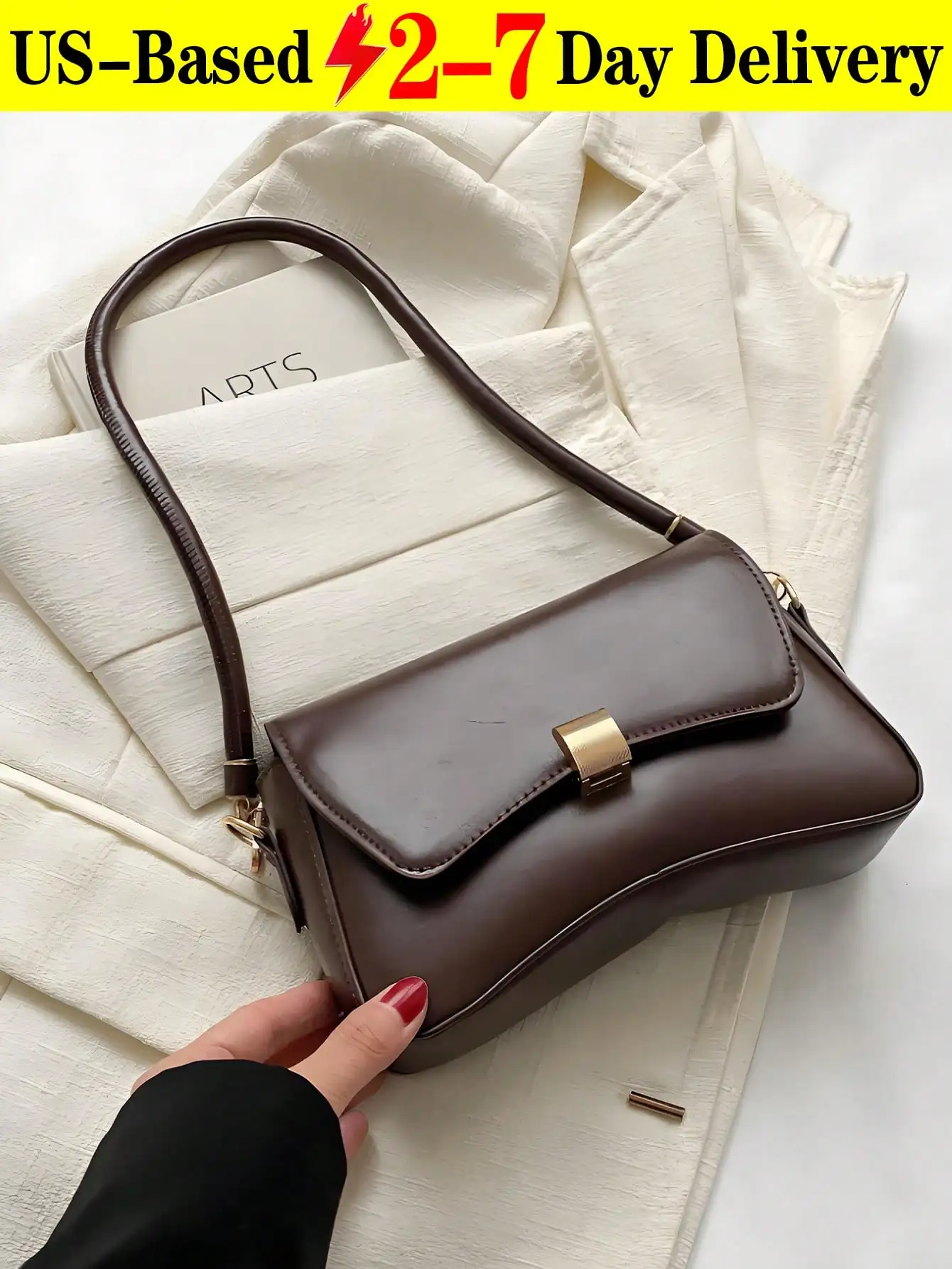 

[US-Based Shipping]Retro Lightweight, Business Casual Black Flap Bag Vintage Knot Detail Pu For Teen Girls Women College Students, Rookies & White-Collar Workers Perfect For Office, College, Work, Business, Commute, Outdoors, Travel, Outings, Retro Inspir
