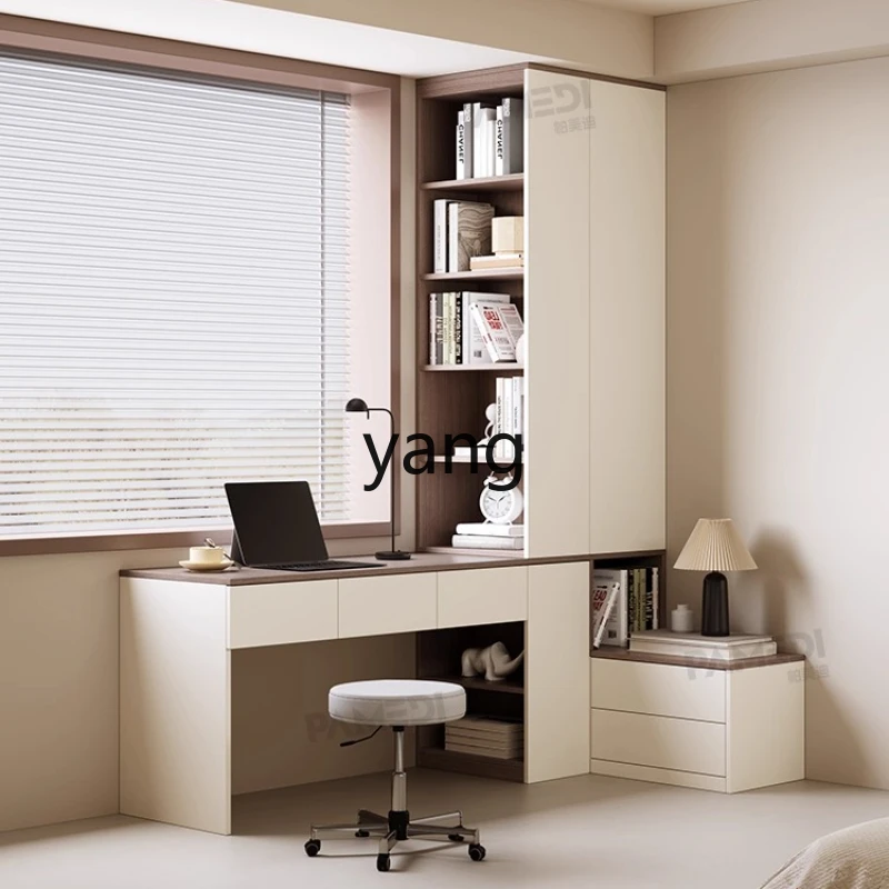 

LMM computer desk integrated against the wall office desk bookcase bedroom home study cabinet