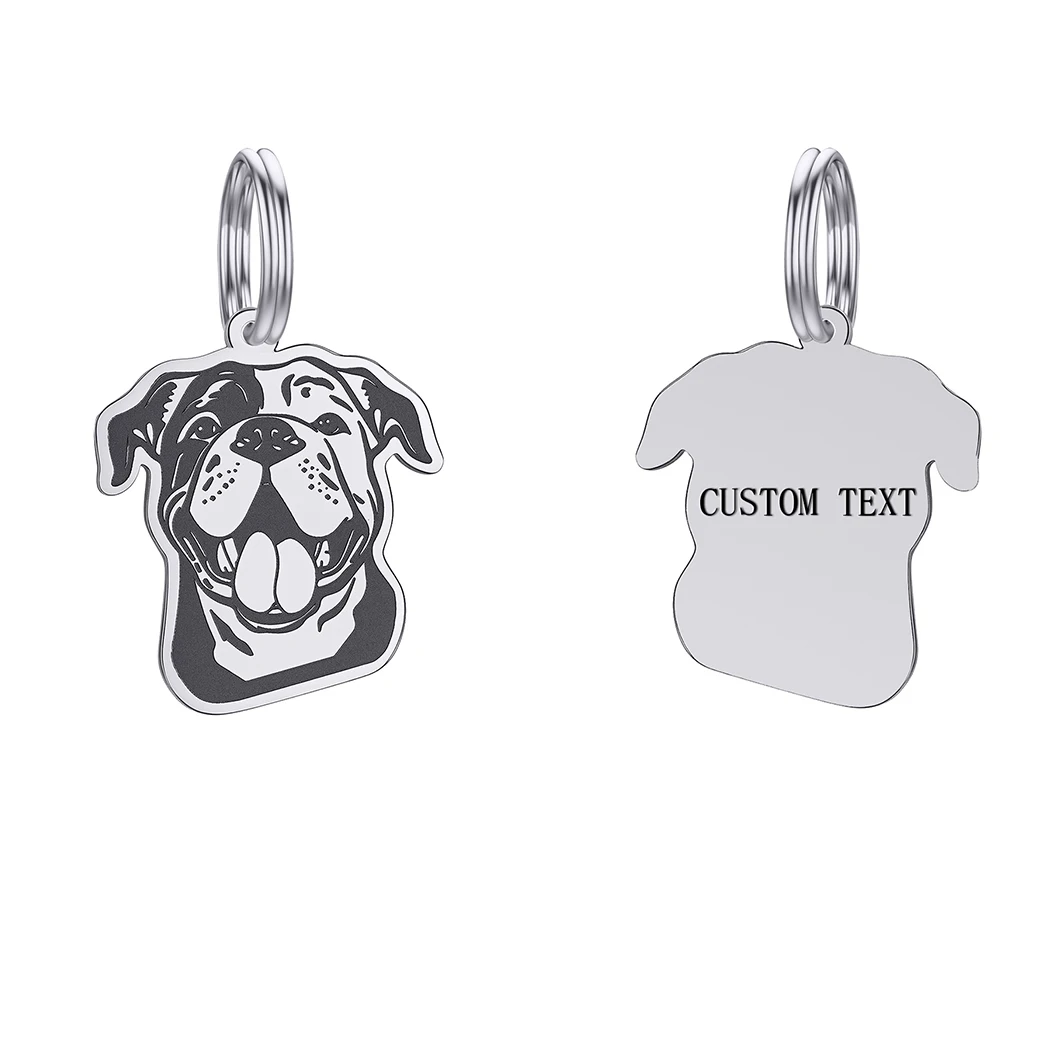 Continental Bulldog Id Tag Engraved Name Id Tags Custom Keychains Stainess Steel Nameplate Gift