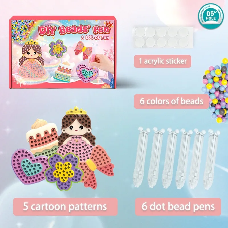 Children's DIY Handmade Bead Pen Animal Cartoon Princess Creative Diamond Stickers Puzzle Toy