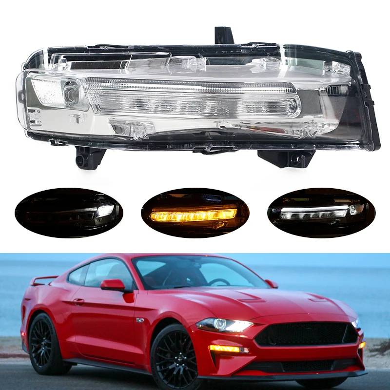 

Pop Car Front LED DRL Daytime Running Lights For Ford Mustang 2018-2020 US Version Fog LightTurn Signal Light JR3Z13201A JR3Z132
