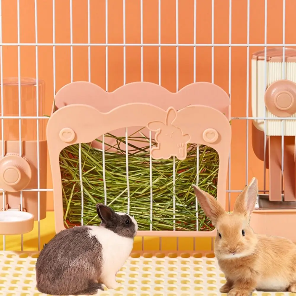 

Hanging Rabbit Hay Feeder Large Capacity Fixed Bunny Grass Holder Plastic Less Waste Guinea Pig Hay Feeder for Cage