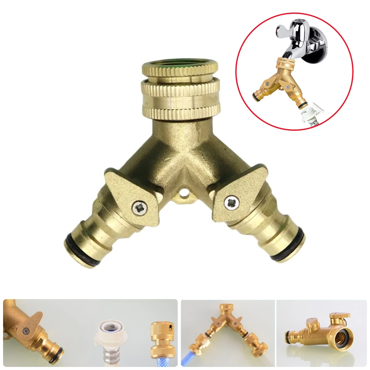 1-in-2-out Y-shape Ball Valve Switch 1/2