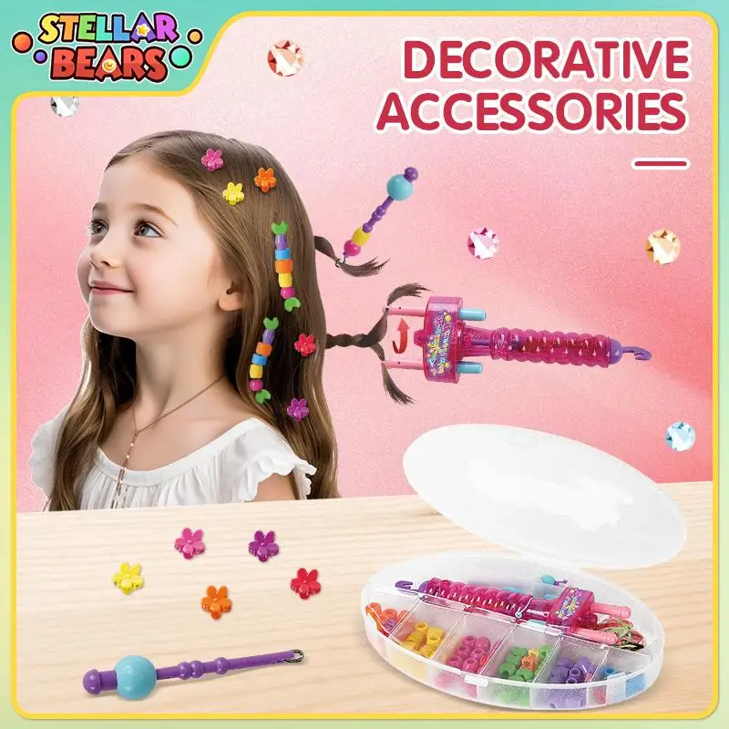 

Набор для плетения волос «сделай сам», машина для девочек, плетение волос с бисером, детская мода, украшение для укладки волос, игрушки, подарки на Рождество и день рождения