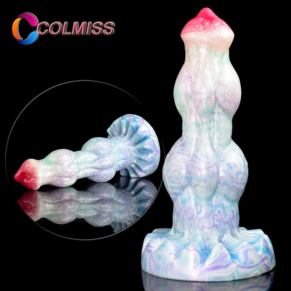 COLMISS Thick Animal Penis Silicone Big Knot Dog Dildo With Strong Suction Vagina Stimulate Anal Plug Adult Sex Toys For Women