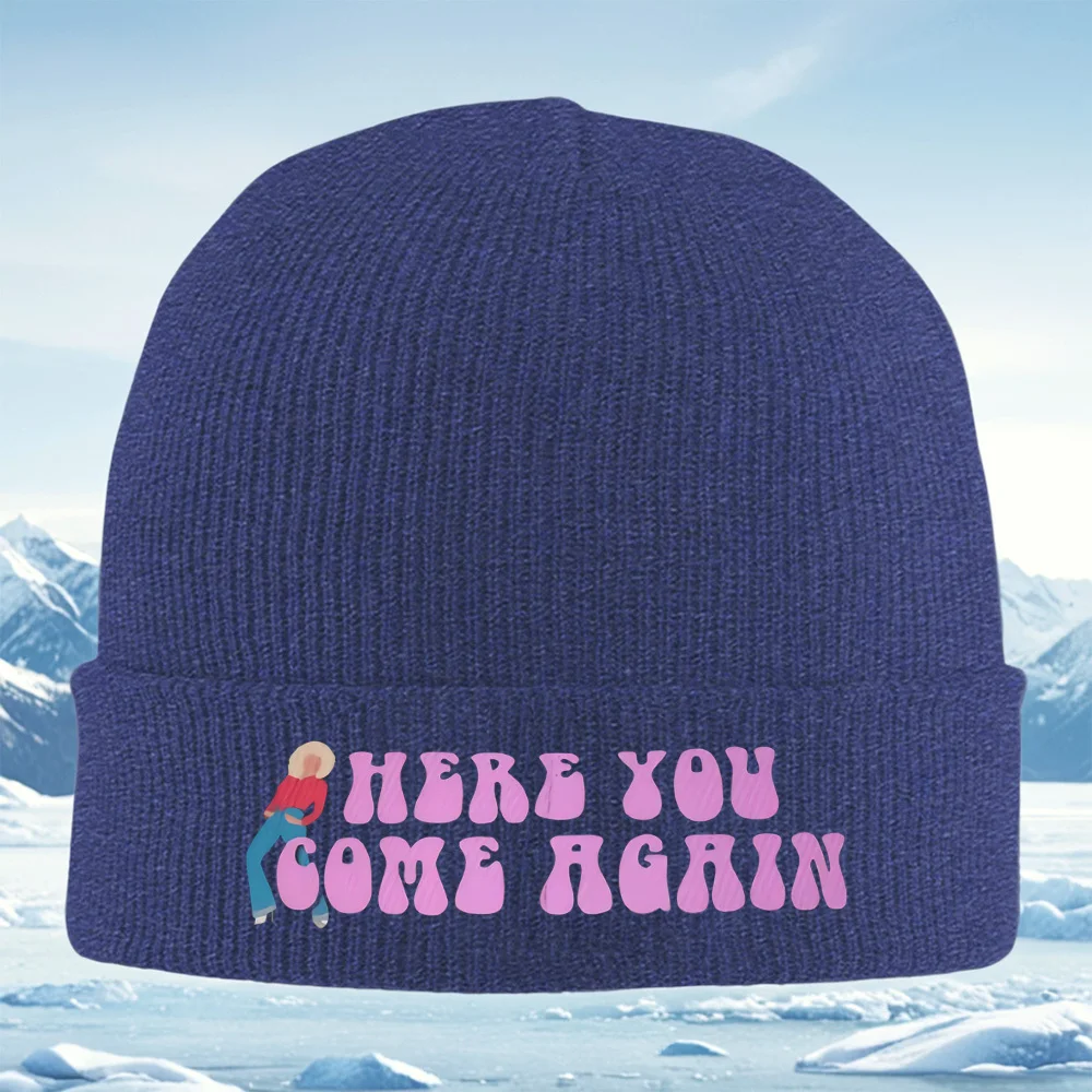 نمط الرجعية مع امرأة ونص الرجال النساء للجنسين محبوك قبعة قبعة صوفية قبعة الشتاء الحرارية الدافئة عيد الميلاد ركوب الدراجات في الهواء الطلق H