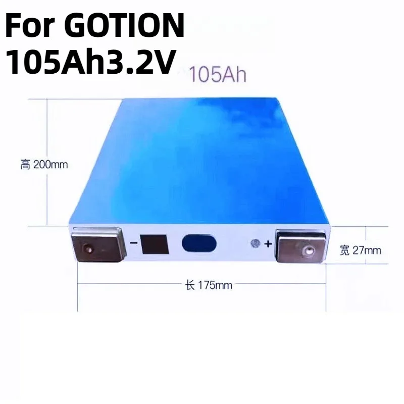 For GOTION 105Ah3.2V Lithium Iron Phosphate Electric Vehicle Battery Size 27-175-200mm Weight 2.1kg