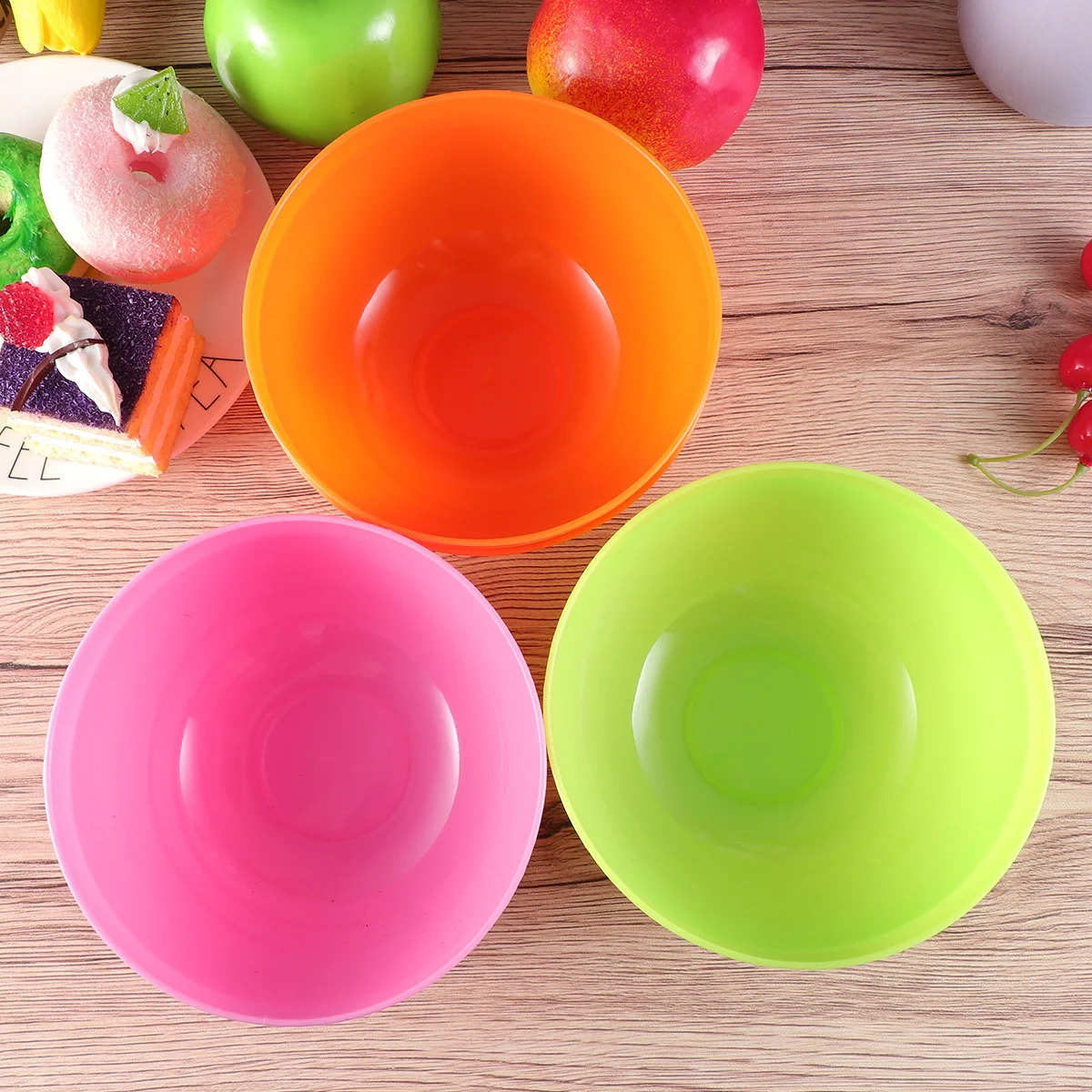 

6Pcs Plastic Serving Bowls Set Reusable Unbreakable in 3 Colors for Party Salad Snack Candy Dish Mixing Bowls Candy Dish