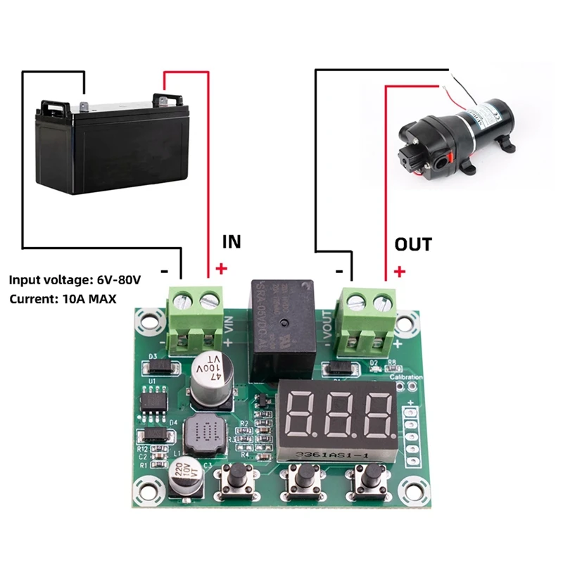 ABFT-2X 6V-80V Battery DC Voltage Protection Module High Voltage Undervoltage Battery Disconnect Output Protection Board