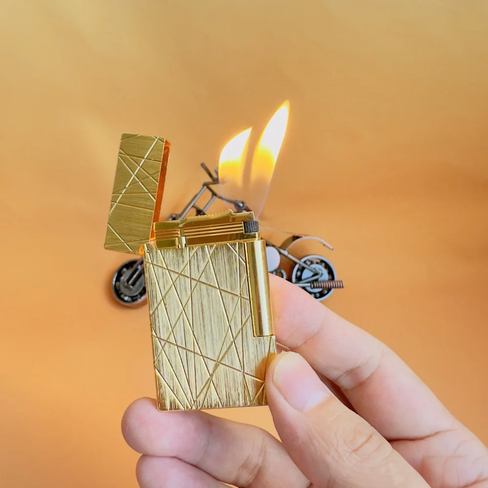 

Фирменная зажигалка с двойным огнем, зажигалка Ligne 2, громкий звук, заправка газа, бесплатный набор расходных материалов