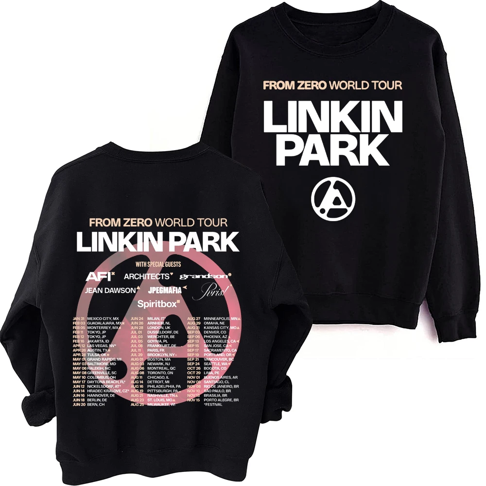 سويت شيرت لينكين من Zero World Tour 2025، سويت شيرت هاراجوكو كبير الحجم برقبة دائرية وأكمام طويلة #1