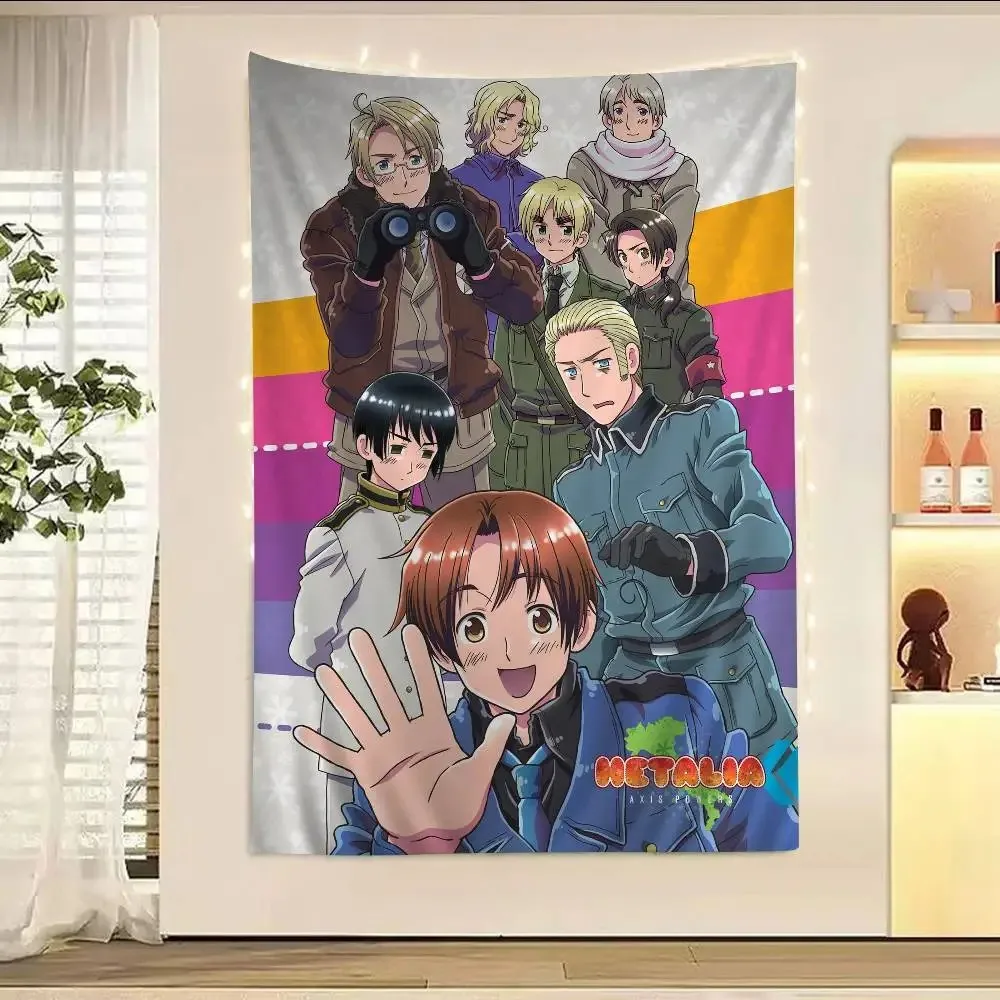 VIKAMA Hetalia Weltsterne Anime Wandteppich Hippie Blume Boho Wandbehang Wohnheim Schlafzimmer Home Decor