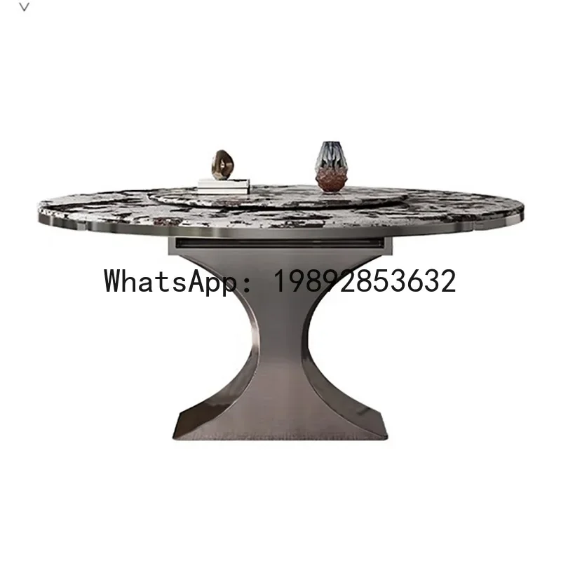 H5.18 extendable marble dining table - round, with rotating center, ideal for small spaces view 4