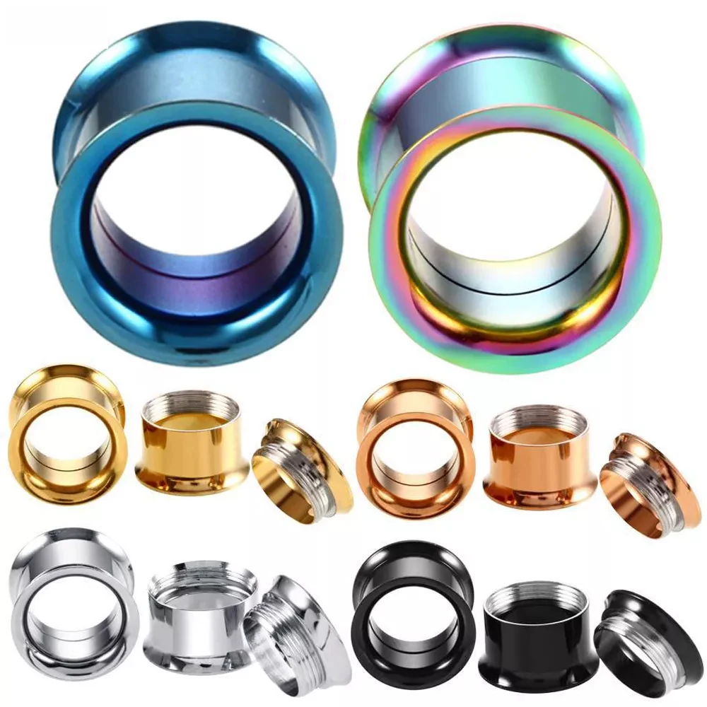 1Pc 316L Stainless Steel Ear Plugs and Tunnels Piercing Jewelry Screw Stretchers Expanders Punk Unisex Earrings Ear Gauges