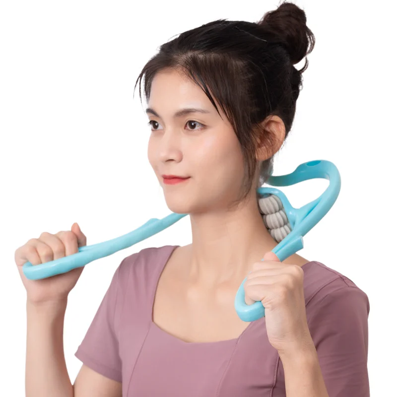 6-wheel Neck Massager Handheld Shoulder Aids With Ball Neck and Shoulder Massager Dual Trigger Point Roller Massage Roller