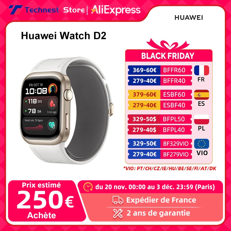 ساعة هواوي الأصلية D2 ساعة ذكية 1.82 بوصة AMOLED شاشة بلوتوث للاتصال ECG للتوعية الشاملة أثناء النوم والتنفس #1