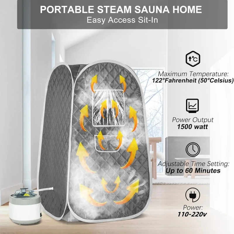 Imagem -03 - Tenda de Sauna Portátil com Controle Remoto para Casa Saunas a Vapor Spa Vaporizador e Cadeira Dobrável 4l 1600w