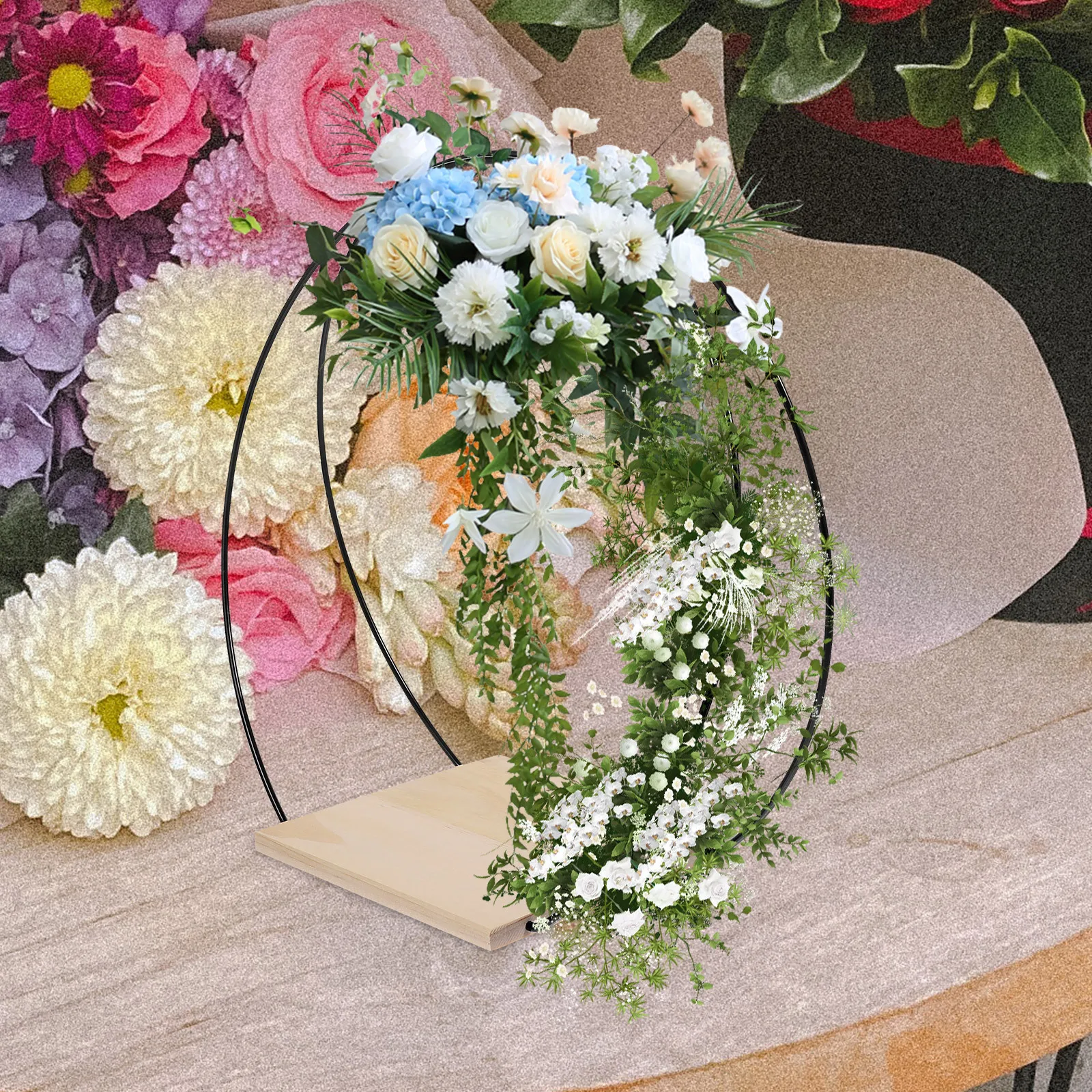 

1Set Iron Floral Ring Hoop Stable Material DIY Wedding Table Centerpiece Romantic Floral Wreath Wedding Decor Iron Hoop